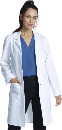 Vista 7 de Cherokee White Lab Coat for Men or Women with 3 Pockets and Center back length 38" CK460