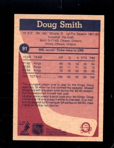 Vista 2 de 1984-85 O-PEE-CHEE #91 DOUG SMITH EXMT KINGS