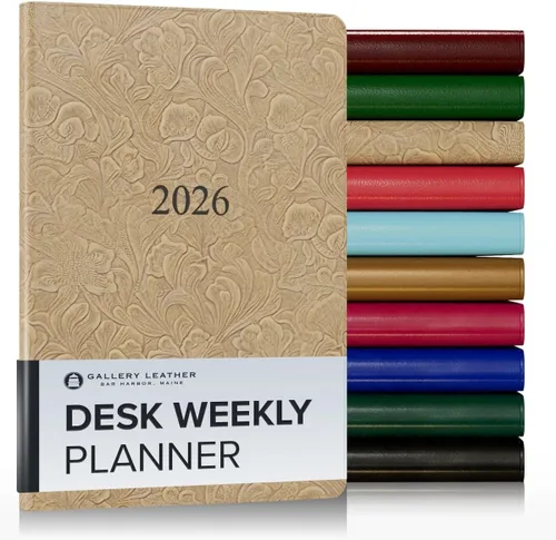 Vista 132 de Gallery Leather Planificador Semanal y Mensual Grande 2025-2026, Calendario Planificador y Cuaderno Elegantemente Encuadernado con Elegantes Bordes