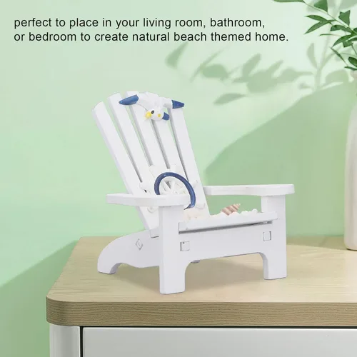 Vista 3 de Mini silla de playa, mini silla de playa de madera de estilo náutico, silla de playa resistente de pino natural para la sala de estar, baño