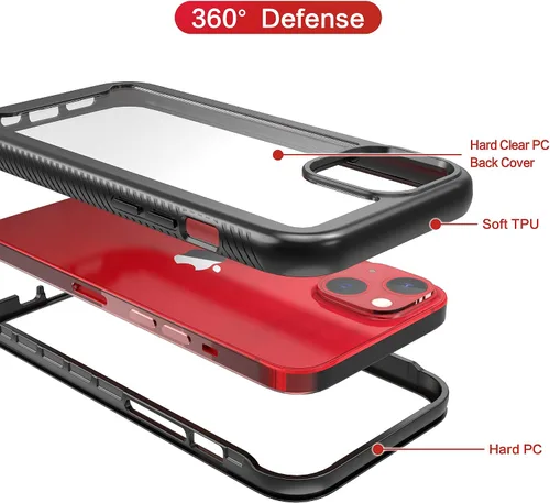 Vista 4 de Funda transparente para iPhone 13/14 para hombres y niños, híbrida 2 en 1, a prueba de golpes, protección resistente, resistente, delgada, funda