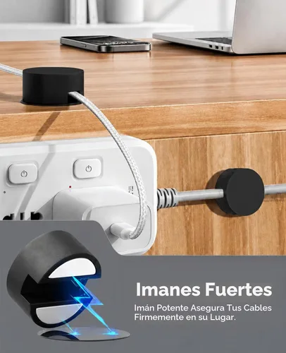Vista 3 de Maveek Soporte magnético para cables, 5 clips para cables de escritorio 5 negro