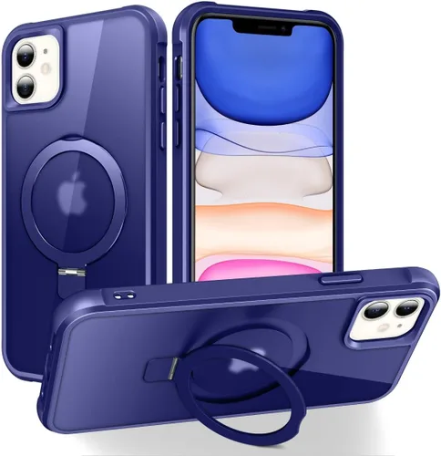 Vista 114 de CHAOFEnG - Funda compatible con iPhone 11 con soporte, color negro Fundas delgadas de grado militar para iPhone 11 con soporte de anillo