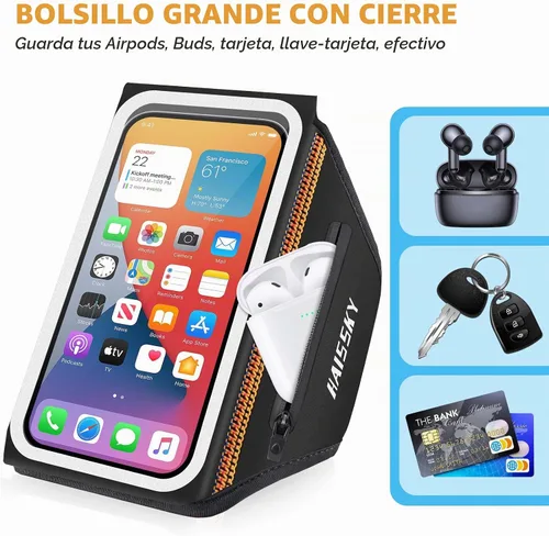 Vista 2 de Brazalete de teléfono para correr con soporte para auriculares Diseño 3D