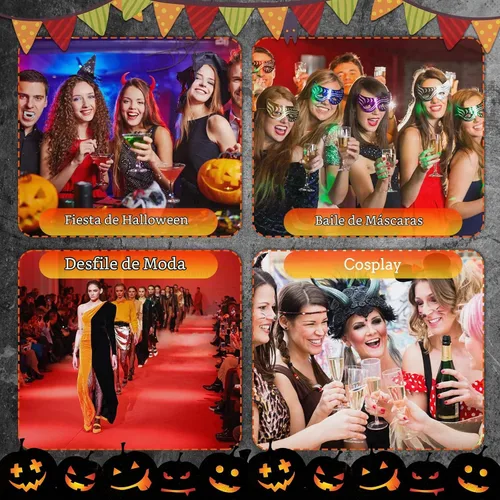 Vista 3 de Chivao - 50 máscaras de encaje para mujer, fiesta de Halloween, color negro