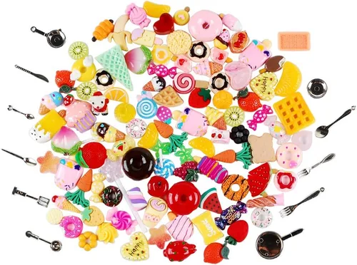 Vista 8 de NWFashion 112 piezas de decoración en miniatura de postre pastelería, decoración de pastel de alimentos, álbumes de recortes, decoración de zapatos
