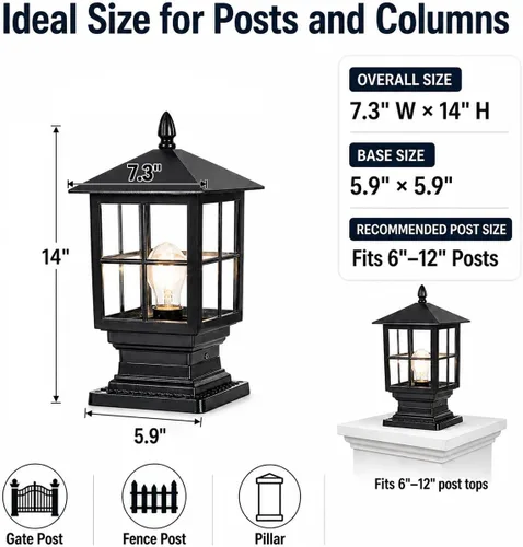 Vista 9 de SLAWA Lámpara de poste para exteriores, modernas luces de columna para exteriores, IP54, impermeables, de aluminio, iluminación al aire libre
