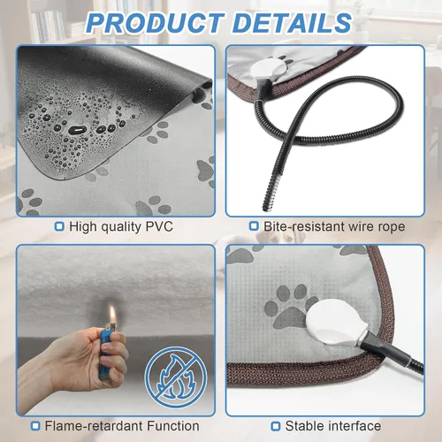 Vista 6 de Bestio Almohadilla térmica para gatos, cama térmica para perros de 22 × 18 pulgadas, adecuada para mascotas medianas y pequeñas, termostato