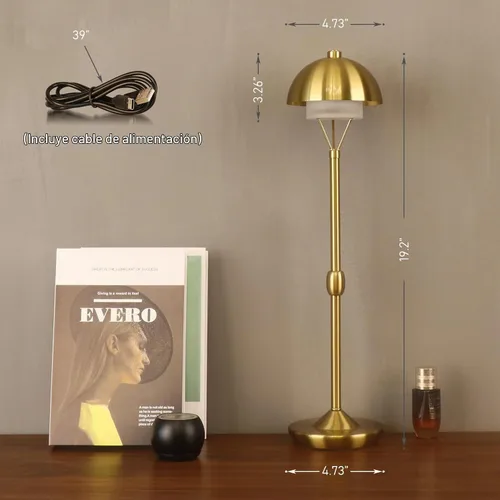 Vista 9 de Modern Table Lamp Cordless Portable Desk Lamp, 2700K Stepless Dimming Rechargeable Battery Operated LED Lights for Bedroom, USB-C Charging