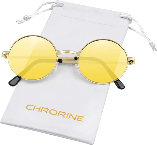 Vista 9 de CHRORINE Gafas de sol hippie redondas de los años 70, lentes retro para mujeres y hombres, accesorio de fiesta, festival, moda, gafas de sol vintage