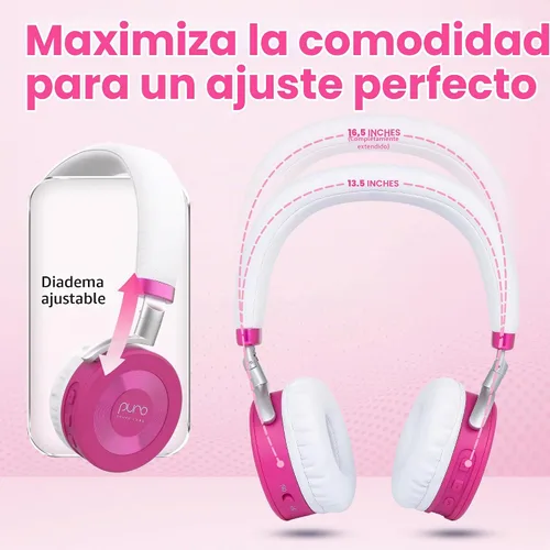 Vista 8 de Puro Sound Labs JuniorJam Plus - Audífonos Bluetooth inalámbricos con limitación de volumen para niños, audio seguro con diseño ajustable