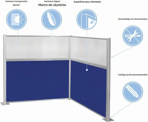 Vista 4 de Versare Kit de cubículo de panel de silencio Paredes de división de estación de trabajo Paredes de cubículo de amortiguación de sonido