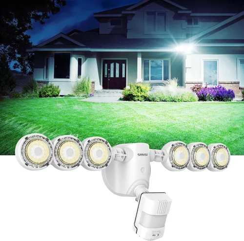 Vista 10 de SANSI - Luces de seguridad LED de 25 W con sensor de movimiento para exteriores, 3000 lm, 5000 K luz diurna, de atardecer a amanecer, luces
