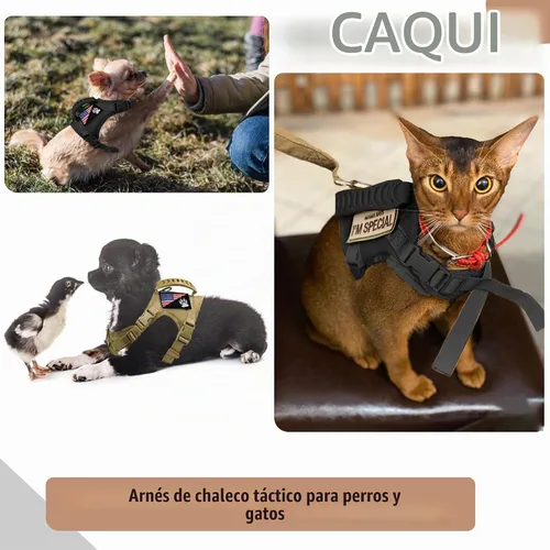 Vista 5 de Arnés táctico para perro, chaleco táctico para cachorros, con mango de goma, K9, ajustable y militar, chaleco para mascotas, arnés para Negro