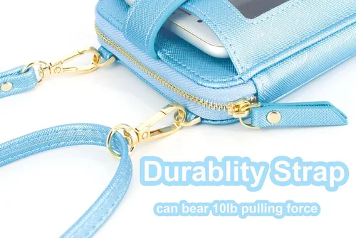 Vista 4 de Valentoria Bolso cruzado pequeño para teléfono celular, cartera de cuero para tarjetas de mano para mujer