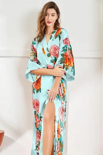 Vista 4 de BABEYOND Kimono largo floral dama de honor boda despedida de soltera 53 pulgadas