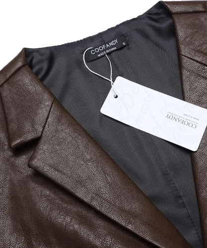 Vista 4 de COOFANDY Chaleco de cuero para hombre estilo casual estilo occidental ligero con cuello en V chaleco