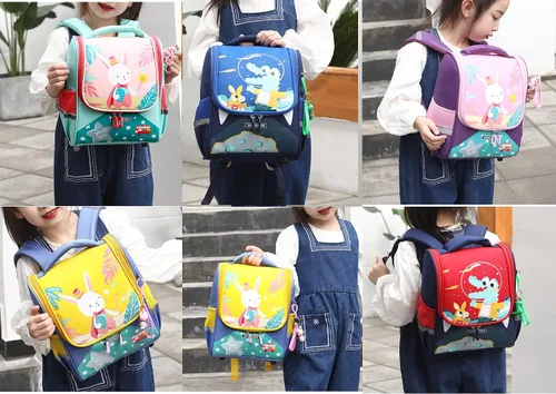 Vista 9 de JiaYou Unisex preescolar Mochila Kindergarten Bolsa de dibujos animados Niñas Niños Daypack Amarillo Yellow Rabbit