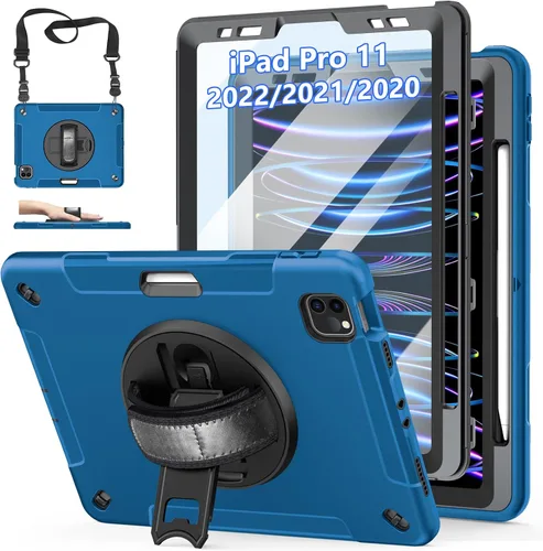 Vista 17 de Funda para iPad Pro de 11 pulgadas (2022/2021/2020/2018): Funda de silicona para iPad 11 (4ª/3ª/2ª/1ª) generación con protector de pantalla, Negro