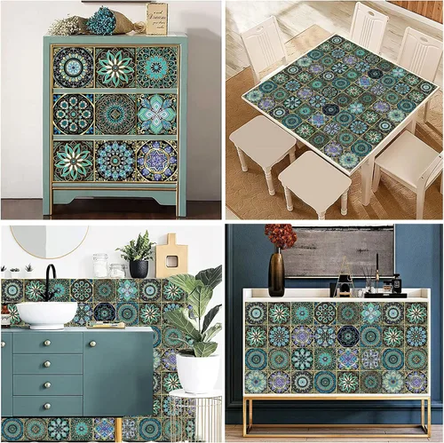 Vista 5 de 24 calcomanías para azulejos de despegar y pegar, decoración de bricolaje, calcomanías de azulejos de 4 x 4 en muro, impermeables, autoadhesivas