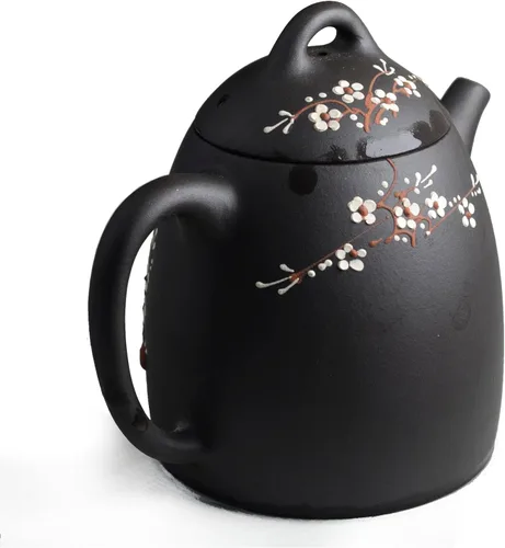 Vista 8 de Tetera de 8.1 fl oz / 8 oz arcilla china genuina negro Qinquan Pot Infusers Loose Tea Blooming
