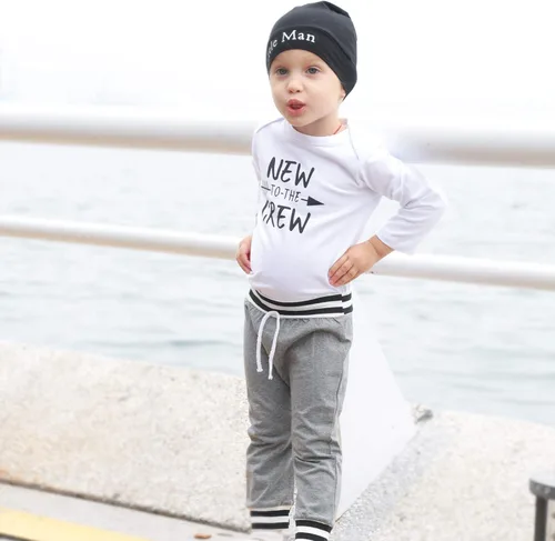 Vista 2 de Newborn Infant Baby Boy Clothes Fall Winter Outfits New to The Crew Outfit Toddler Baby Boy Clothes Set