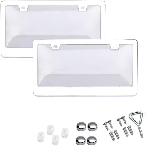 Vista 16 de Juego de 2 cubiertas para matrículas de automóvil, con diseño de burbuja, para placas estándar de EE. UU., cubierta irrompible con marco, funda Negro