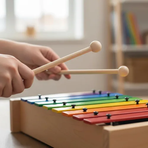 Vista 6 de 2 mazos de xilófono de madera, palos de percusión de 7.5 pulgadas para xilófono Glockenspiel Bell Timbre tambor de madera