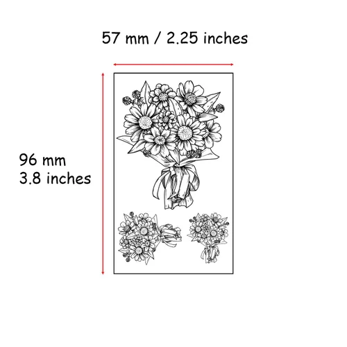 Vista 3 de Tatuajes temporales de flores realistas, 10 piezas pequeñas extraíbles de hojas botánicas para mujeres