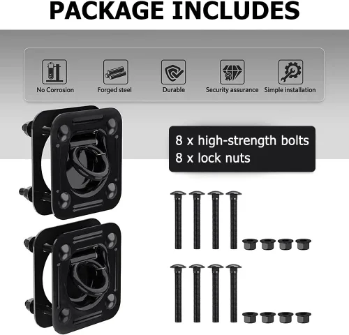 Vista 7 de Anclajes de amarre de anillo en D, 4 unidades, resistente 1/2 pulgada empotrable para remolques, remolques, caravanas, camionetas, ATV, seguridad