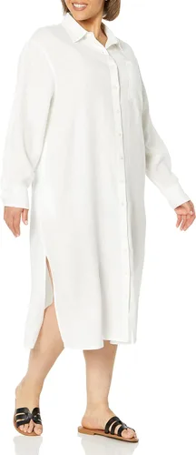 Vista 4 de The Drop Vestido camisero de lino relajado Fiona para mujer