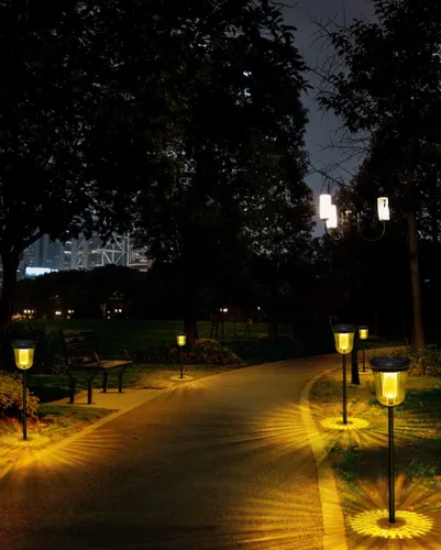 Vista 9 de Luces solares para caminos al aire libre, luces solares para exteriores, impermeables, IP65, 200 lúmenes, luces solares de encendido/apagado