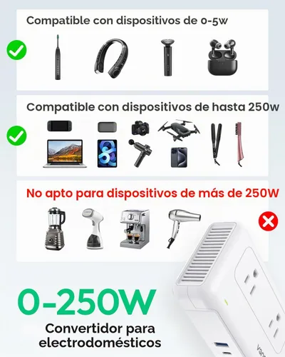 Vista 3 de Convertidor de voltaje de 220 V a 110 V de EE. UU. a Europa para alisadores de cabello y rizador, adaptador de viaje universal con 1 USB A y 2