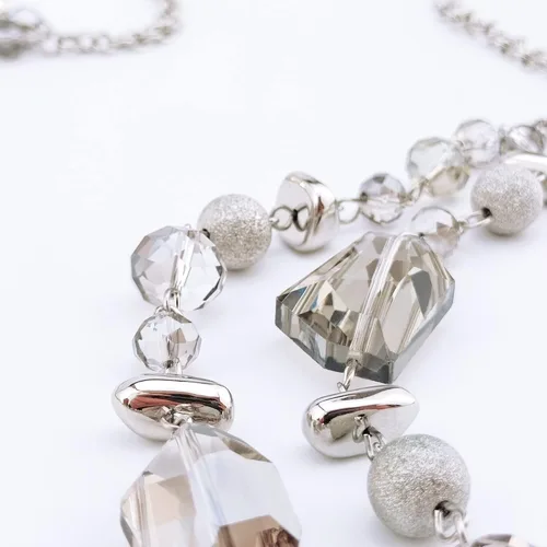 Vista 4 de Bocar - Collar de 2 capas con cuentas de cristal para mujer, joyería de moda