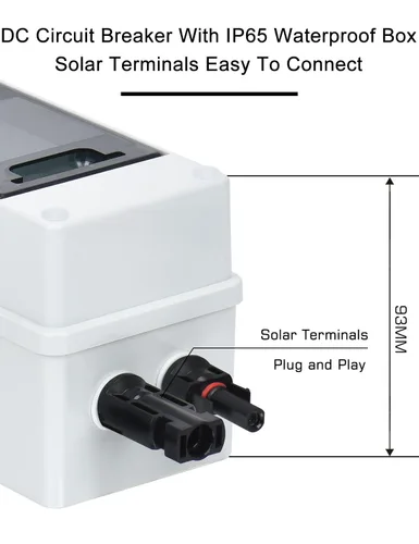 Vista 7 de DIHOOL Interruptor de desconexión solar de 10 amperios, disyuntor en miniatura con caja de riel din caja al aire libre para paneles solares