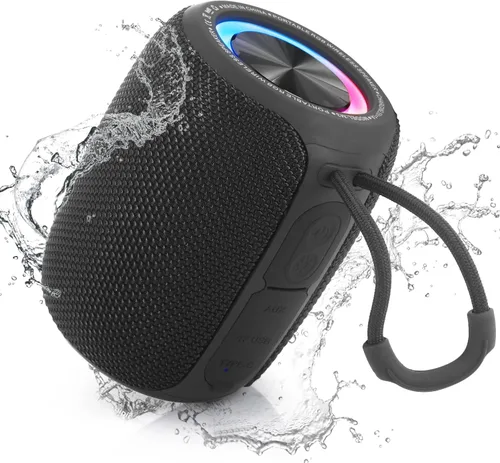 Vista 8 de Altavoz Bluetooth portátil, altavoz inalámbrico BT5.3 de 20W con diafragmas de graves, luces LED multimodos dinámicos, IPX6 resistente al agua