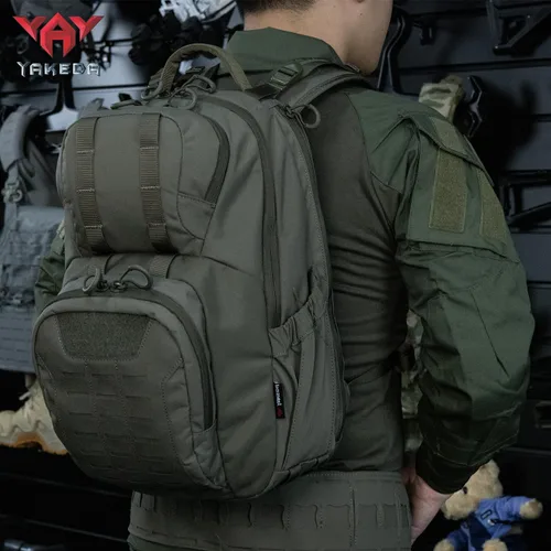 Vista 7 de vAv YAKEDA Mochila militar táctica de nailon 500D para hombres, compatible con portátiles de 12.6 a 15.6 pulgadas, bolsa diaria para senderismo