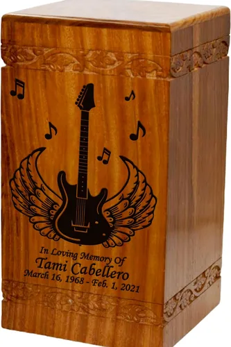 Vista 19 de Urna de cremación de madera, urna funeraria humana de gran tamaño con personalización (mariposas)