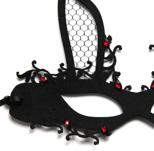 Vista 4 de Máscaras de conejo para mujer, máscaras de conejo, máscaras de media cara para cosplay, Halloween, Navidad, carnaval, accesorios de accesorios
