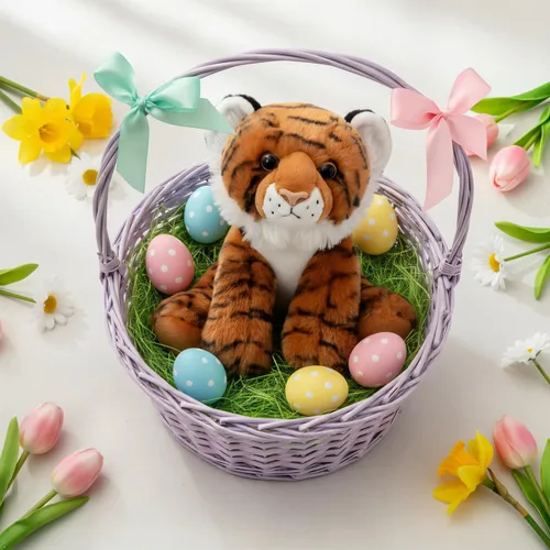 Vista 6 de The Petting Zoo Peluche de tigre, regalos para niños, animales salvajes del zoológico Onez, juguete de peluche de tigre de 9 pulgadas