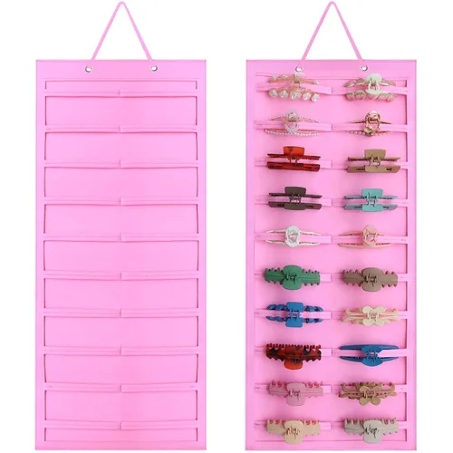 Vista 8 de SMUK Organizador de pinzas para mujeres, soporte colgante para pinzas de pelo para niñas, soporte de almacenamiento para horquillas de arcoíris