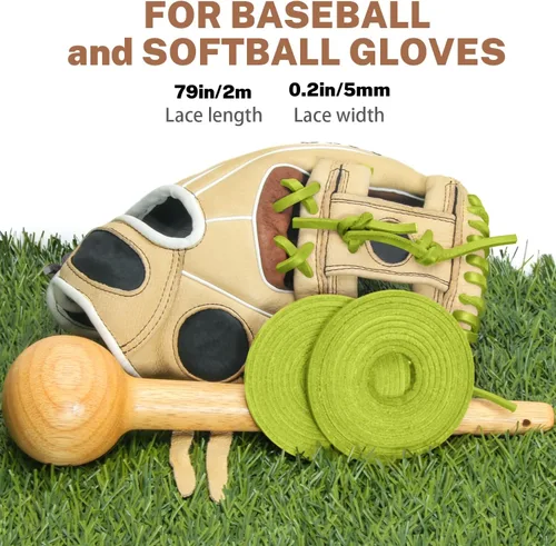 Vista 4 de Softball Baseball Glove Lace, Mitt Lace Repair Kit Includes 2 Leather Laces and Lacing Needle for Catcher's Glove