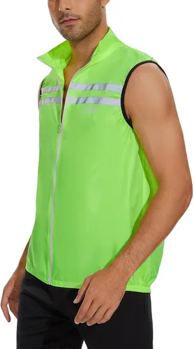 Vista 3 de bpbtti Chaleco de seguridad Hi-Viz para hombre, chaleco cortavientos sin mangas, resistente al viento y reflectante