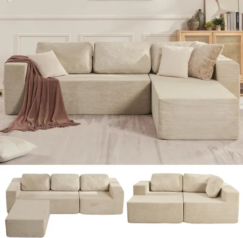 Vista 56 de Furnify Sofá modular tapizado de espuma de 30", Sofá de piso tapizado con almohada, Silla puf para dormitorio y sala de estar, No requiere