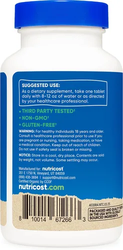 Vista 4 de Nutricost Espirulina orgánica de 500 mg, 240 comprimidos, sin gluten, sin OMG