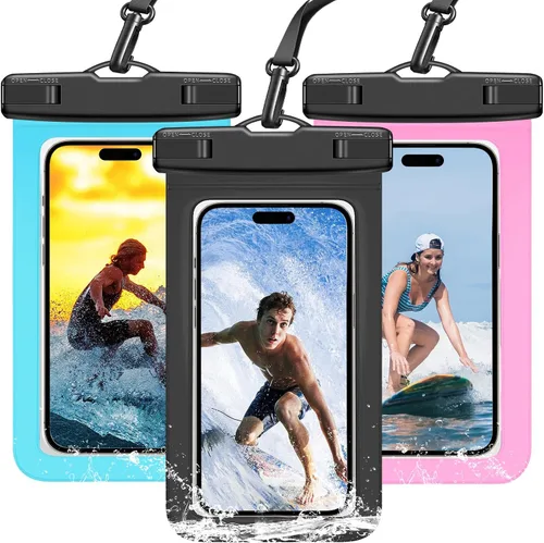 Vista 10 de Funda impermeable compatible con iPhone 14 Pro Max/13/12/11/XR/X/SE/8/7, Galaxy S22/S21 Google hasta 7.5 pulgadas IPX8 Dry Bag Vacation Essentials