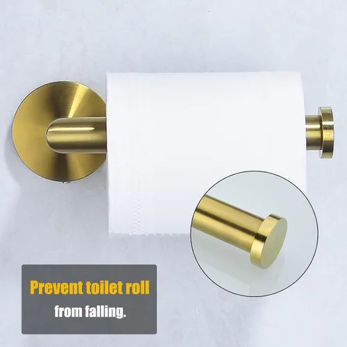 Vista 4 de Soporte de papel higiénico para baño, soporte de pared dorado cepillado SUS304, acero inoxidable, 96018-6BG.