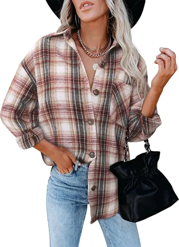 Vista 12 de ZOLUCKY Chaqueta de manga larga con botones para mujer, talla grande, blusas