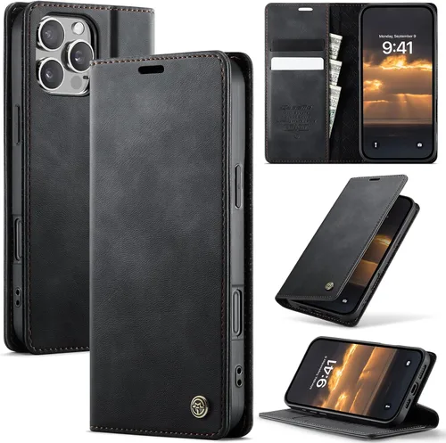 Vista 78 de Funda tipo cartera para Samsung Galaxy Z Fold 7 de piel con tarjetero y función atril, cierre magnético, bloqueo RFID, TPU a prueba de golpes, Negro