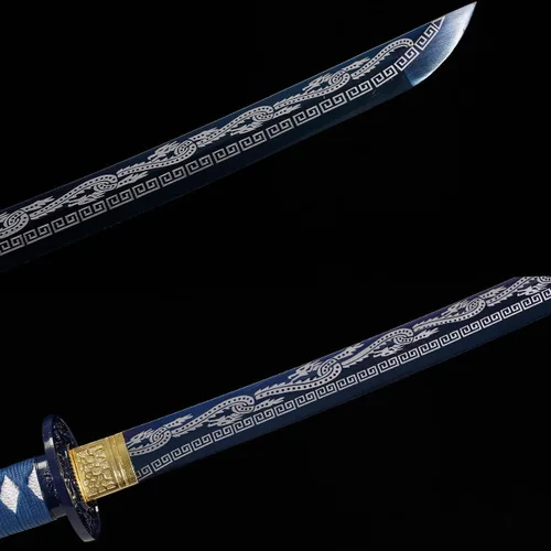 Vista 4 de 1045/1060 acero de alto carbono forjado a mano tradicional, espada katana templada térmicamente, espadas samurai japonesas, espadas completas